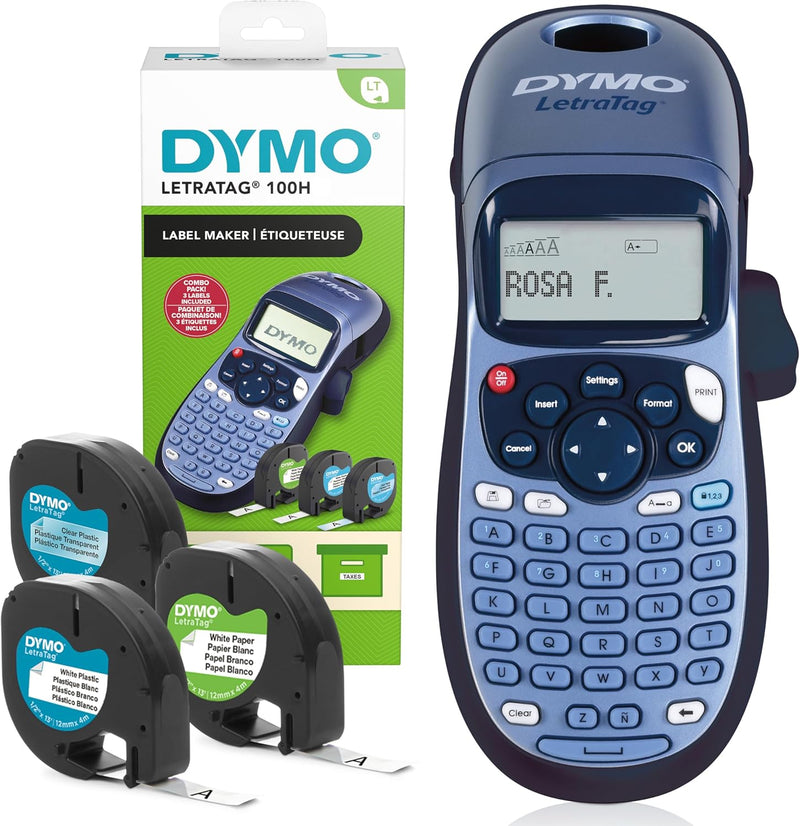 Dymo LetraTag LT-100H Beschriftungsgerät Handgerät | Tragbares Etikettendrucker mit ABC Tastatur | m