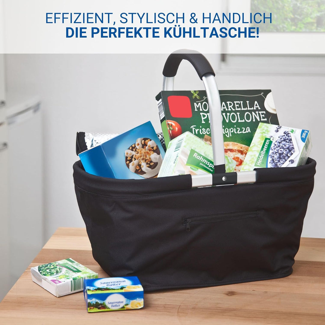 Carryking Einkaufskorb Kühlkorb mit Deckel Thermo Kühltasche Picknickkorb mit Kühlfach Isoliertasche
