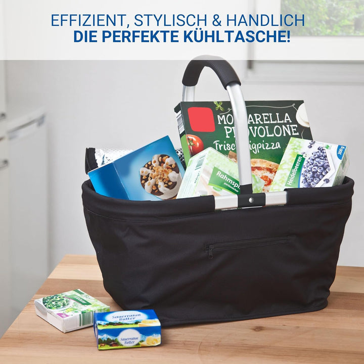 Carryking Einkaufskorb Kühlkorb mit Deckel Thermo Kühltasche Picknickkorb mit Kühlfach Isoliertasche