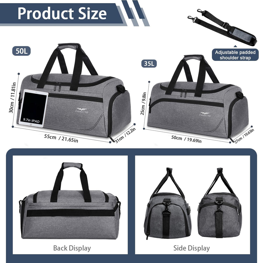 FIORETTO Sporttasche &amp; Reisetasche für Damen und Herren, mit Schuhfach &amp; Nassfach, Wasserdicht Tasch