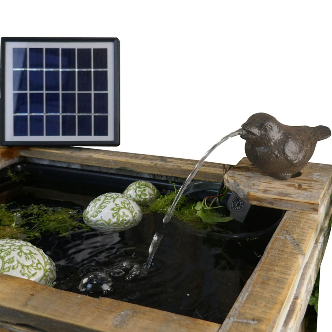 Storm's Gartenzaubereien Wasserspeier Spatz inkl.Solar- Pumpe Gusseisen