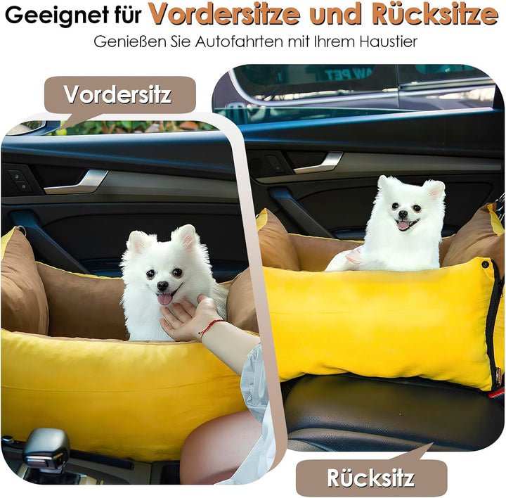 Hundesitz Auto für Kleine Hunde Unter 15KG, Tragbares Hundekorb mit Ausziehbarer Ruhebereich, Abnehm