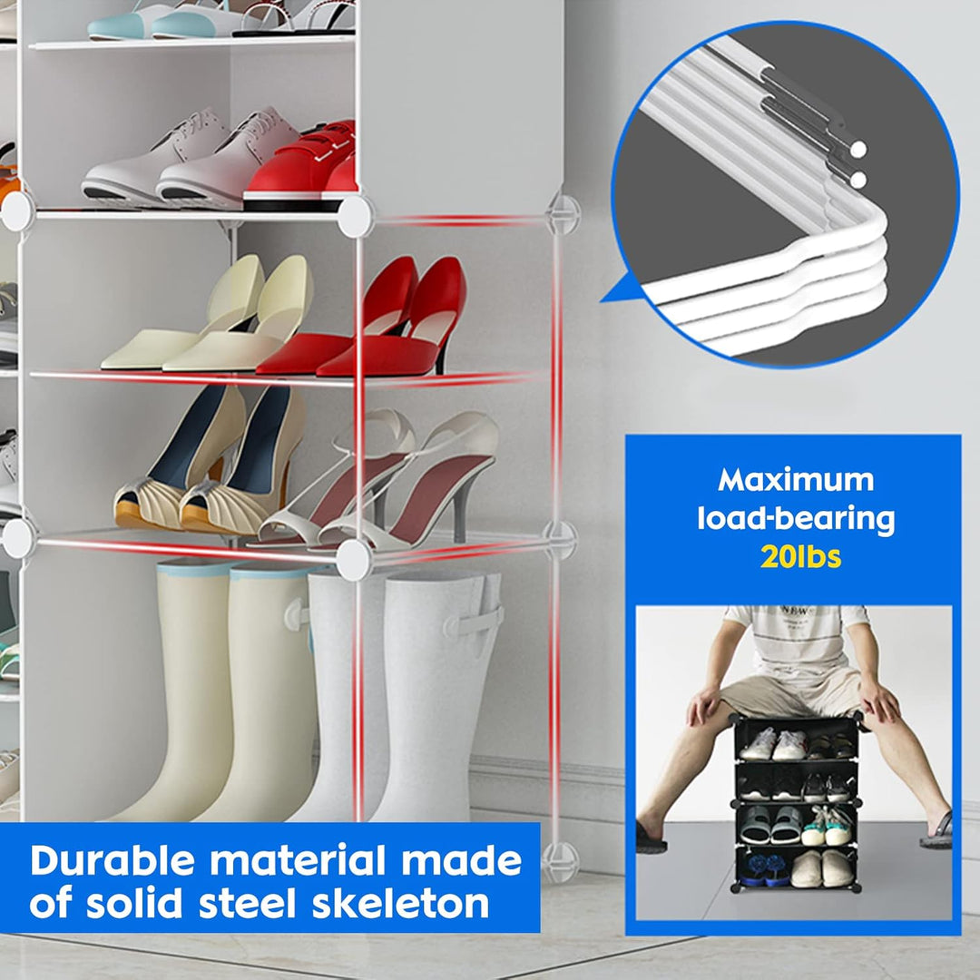 HOMCENT Schuhregal mit Türen und Schlüsselhalter, Schuhschrank für 12-24 Paar Schuhe, Kunststoff Sch