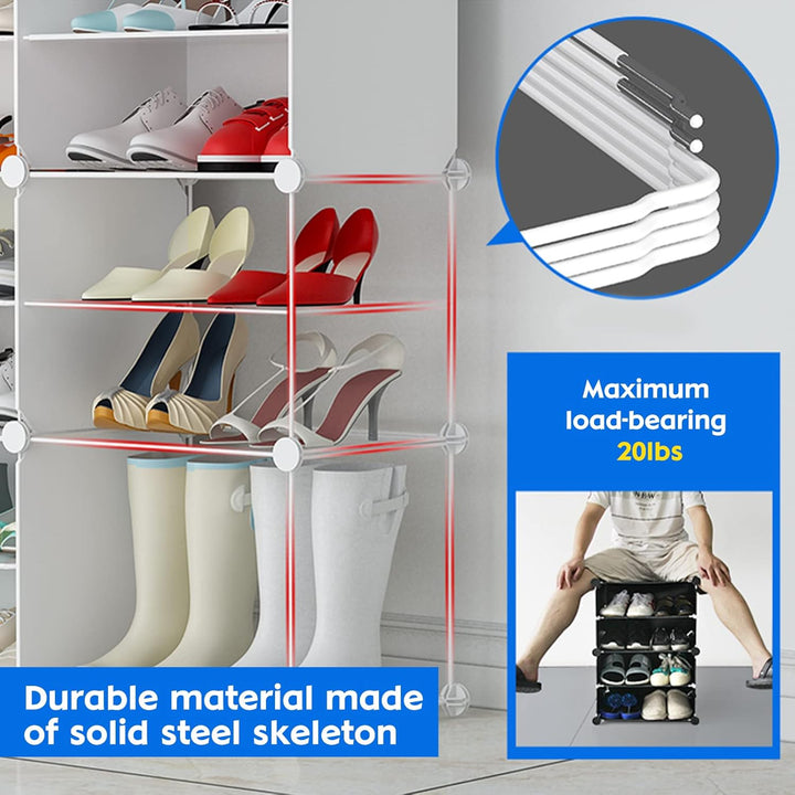HOMCENT Schuhregal mit Türen und Schlüsselhalter, Schuhschrank für 12-24 Paar Schuhe, Kunststoff Sch