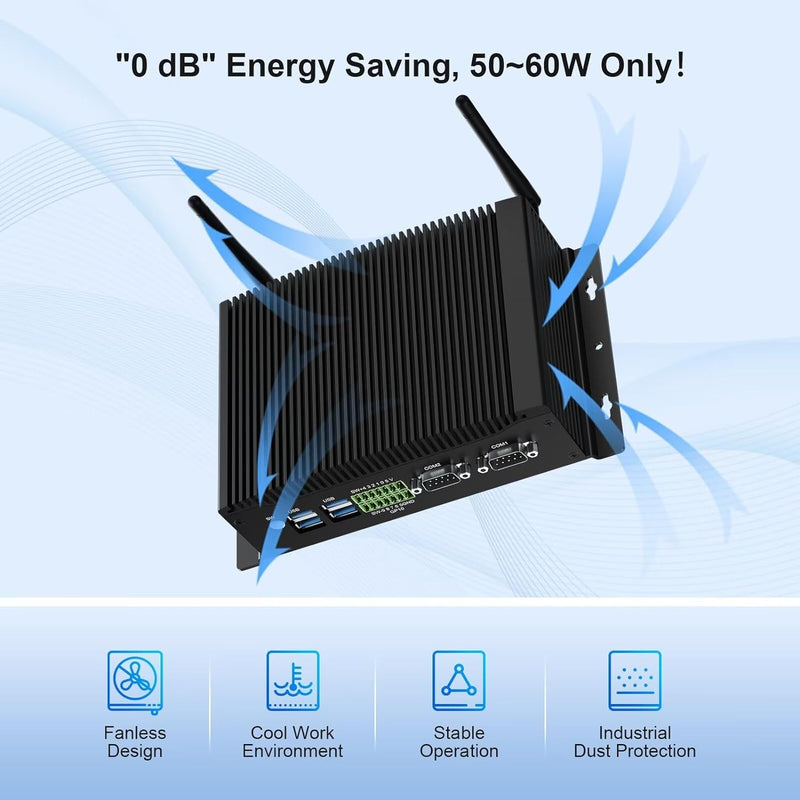 Mini PC Lüfterlos, Lüfterloser PC Core i5 8260U Industrie Mini PC Windows 11 Pro Industrie PC Mini C
