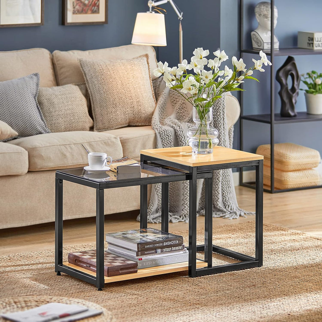 SoBuy FBT35-SCH 2er Set Couchtisch Satztische Beistelltisch Sofatisch Kaffeetisch