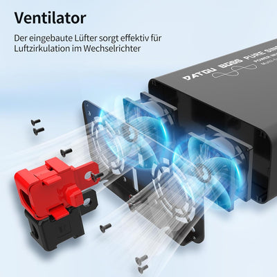 DATOUBOSS Wechselrichter 1500W Reiner Sinus 12V auf 230V Spannungswandler Spitzenleistung 3000W mit