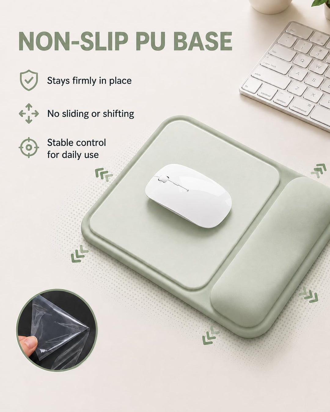 Mauspad mit gelkissen Handgelenkauflage,mousepad ergonomisch Vertieftes Anti-Druck Design, Rutschfes