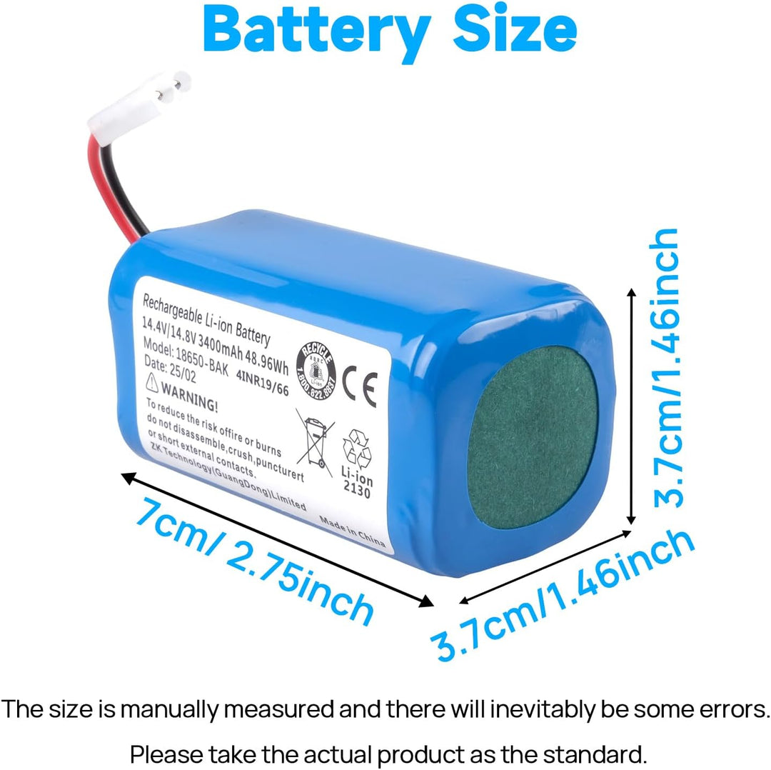 3400mAh Akku Kompatibel mit Xiaomi Mi G1, MJSTG1, H18650CH-4S1P, Robot Vacuum E12, Rowenta RS-RT9008