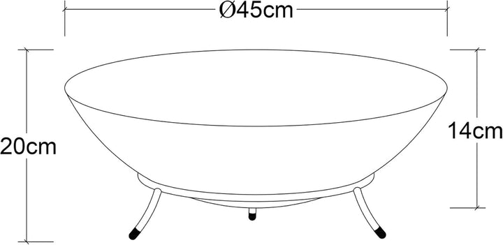 Köhko Feuerschale & Dekoschale Braga ø 45xH 20 cm aus Gusseisen mit Rost-Optik mit 3 Füsse für Grill