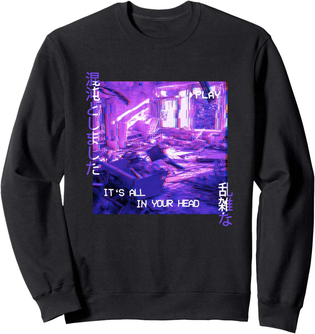 Vaporwave Sad 90s Glitch Aesthetic Streetwear Sweatshirt