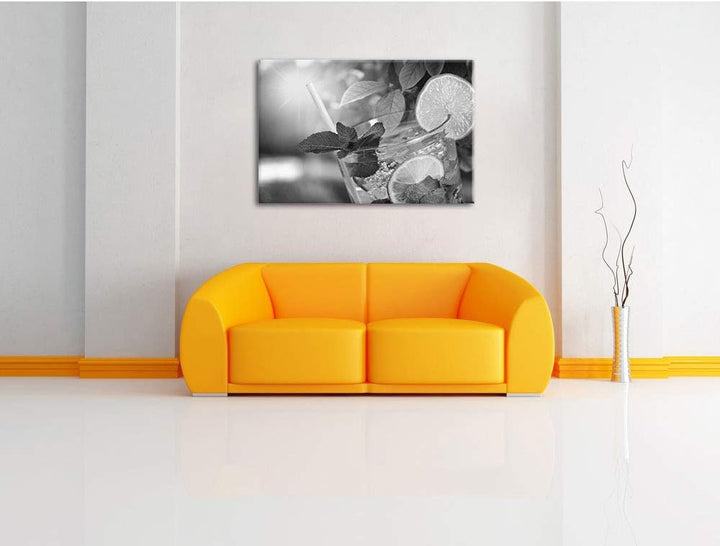 Pixxprint Mojito Cocktail als Leinwandbild/Grösse: 100x70 / Wandbild/Kunstdruck/fertig bespannt, 100