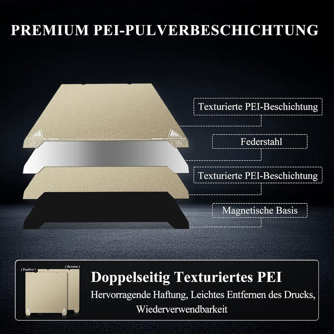 YOOPAI Doppelseitig Texturiert PEI Druckplatte 235x235mm, Magnetisch Spring Steel Druckbett für Crea
