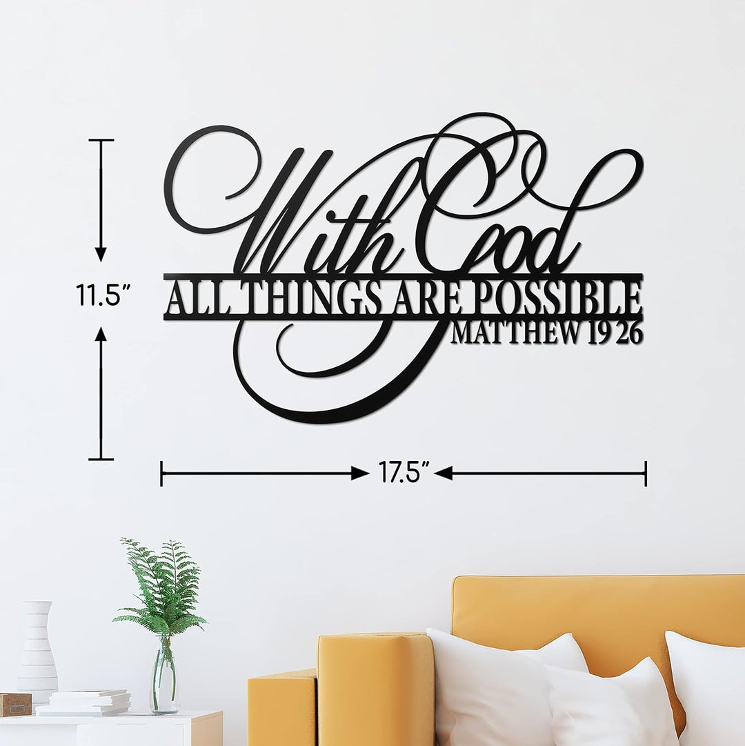 ViveGate Wanddekoration aus Metall mit Aufschrift With God All Things Are Possible, 45,7 x 30,5 cm,