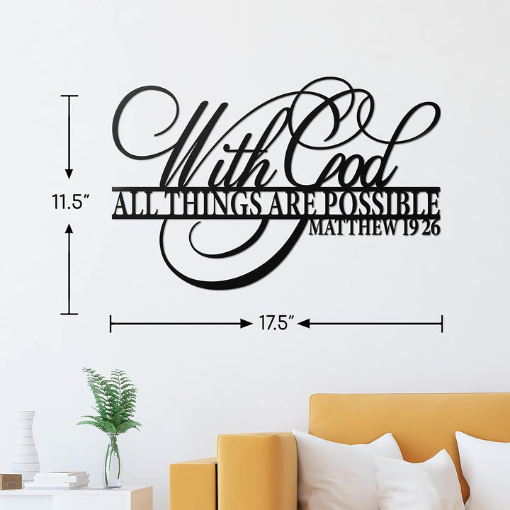 ViveGate Wanddekoration aus Metall mit Aufschrift With God All Things Are Possible, 45,7 x 30,5 cm,