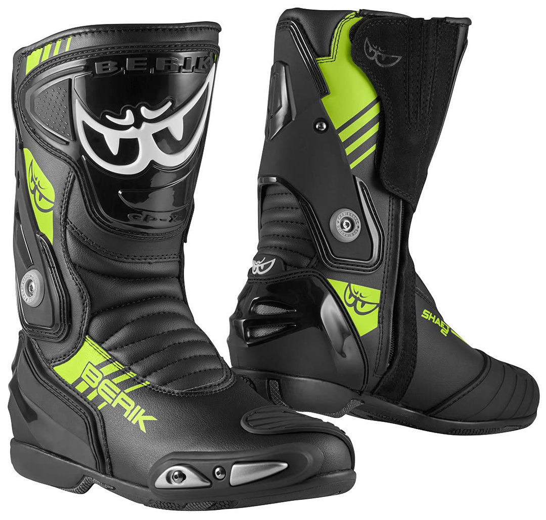 Berik Shaft 3.0 Motorradstiefel, schwarz/neon-gelb, 48 Schwarz Neon Gelb 48 EU, Schwarz Neon Gelb 48