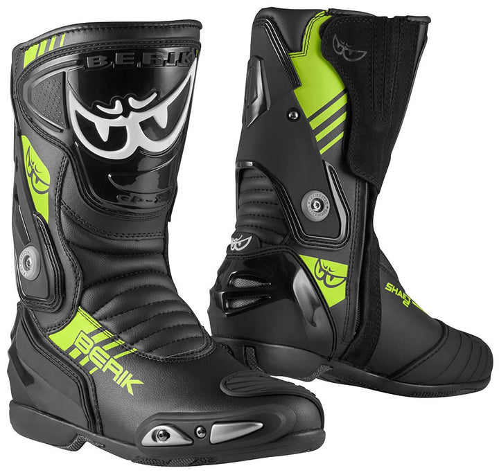 Berik Shaft 3.0 Motorradstiefel, schwarz/neon-gelb, 48 Schwarz Neon Gelb 48 EU, Schwarz Neon Gelb 48