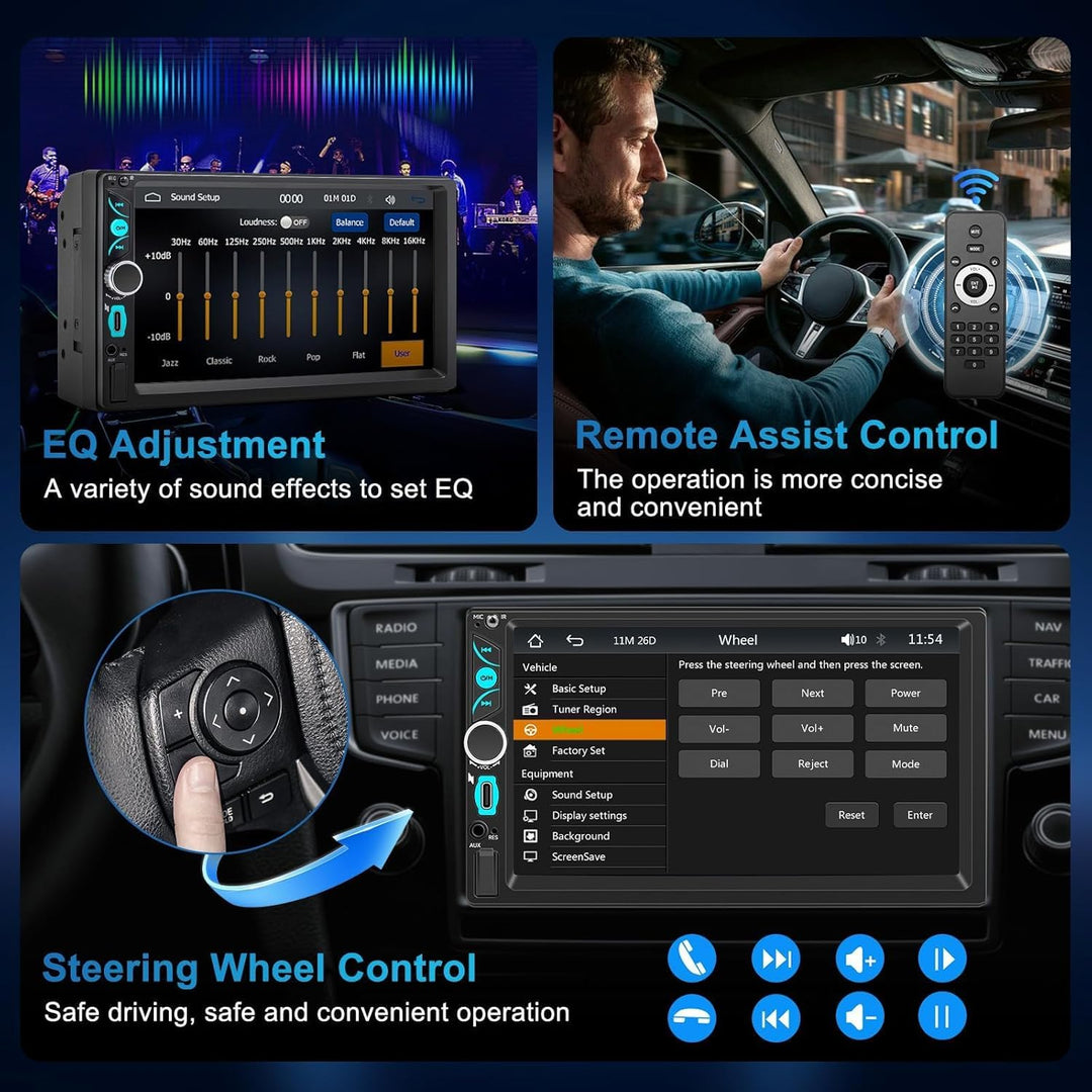2 DIN 7 Zoll Auto Radio,Wired Apple CarPlay&Android Auto,Bluetooth Autoradio mit Bildschirm,Sprachst