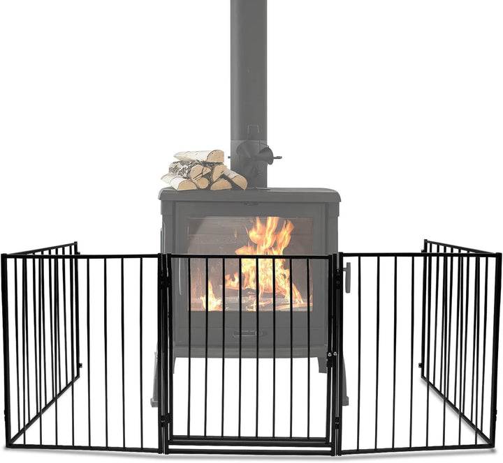 Kaminschutzgitter mit Tür 304 cm Metall Ofenschutzgitter Laufstall Absperrgitter mit Huckepackversch