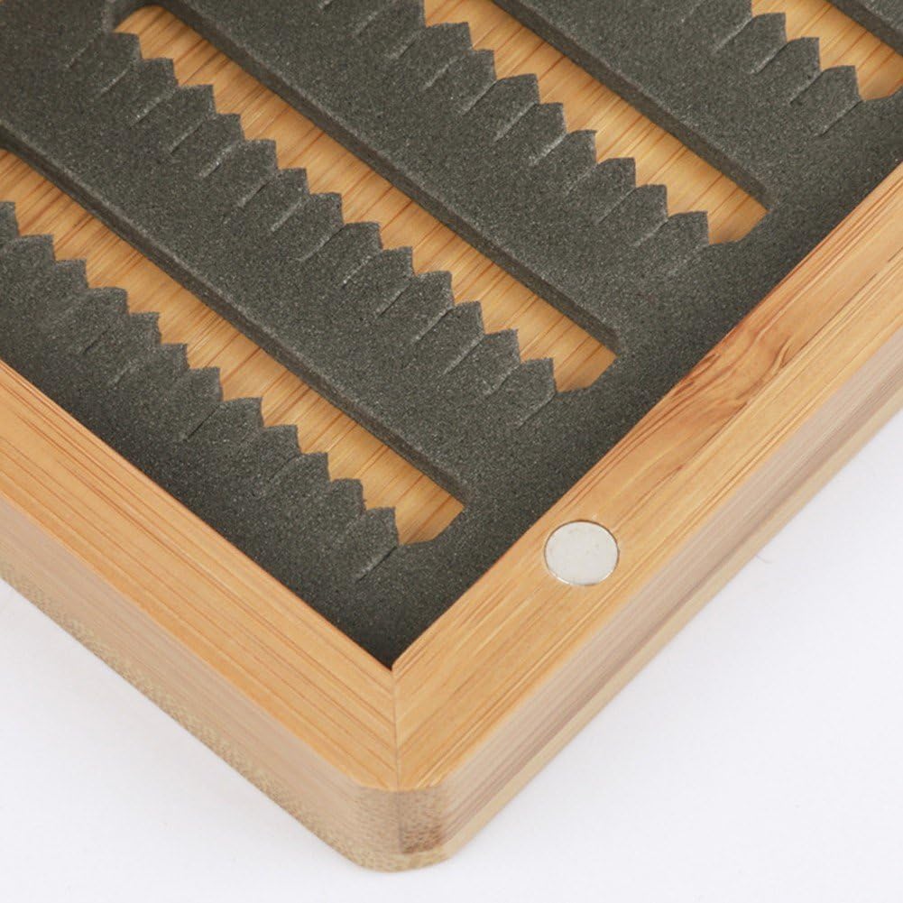 Fliegenbox Aus Holz Schaumstoff-Innenfutter, Köderschlitzetui, Fliegenfischerbox, Fliegen-aufbewahru