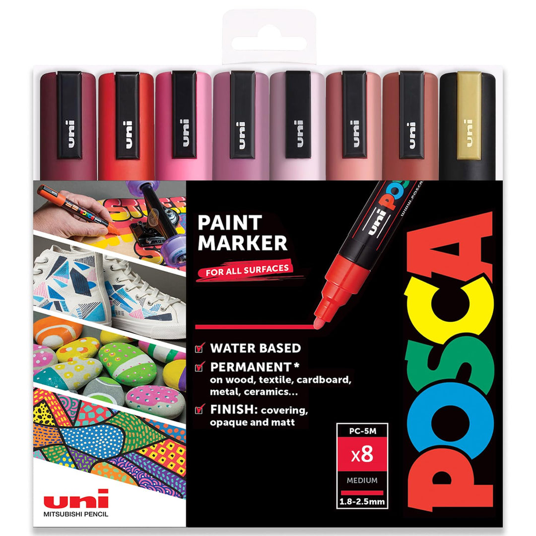 Posca - PC-5M - Farbmarker-Kunststifte - 1,8–2,5 mm - 8er-Set in Geschenkbox (Valentine's Set), Vale