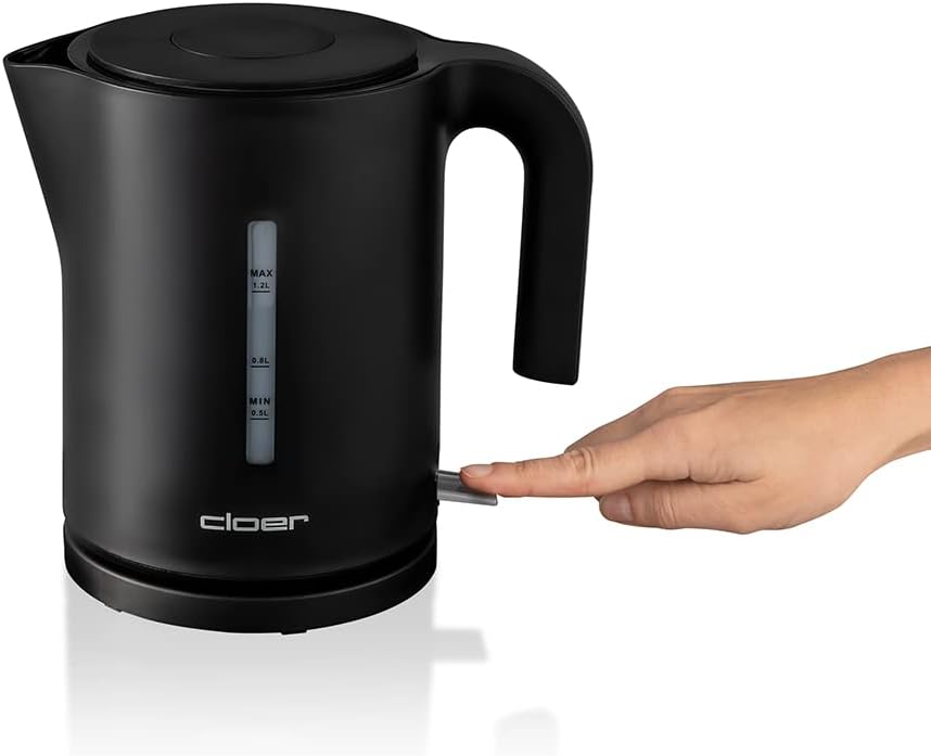 Cloer 4120 Wasserkocher, 2200 W, grosse Wasserstandsanzeige, Trockengeh- und Überhitzungsschutz, 1,2