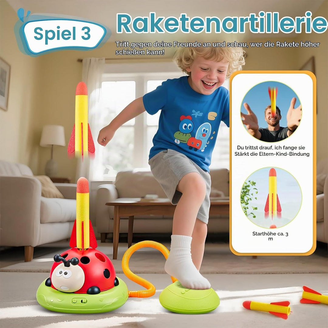 RoserRose 5-in-1 Outdoor Spiele für Kinder, Rakete Spielzeug, Springseil, Ringwurfspiel, Ausweich Sp