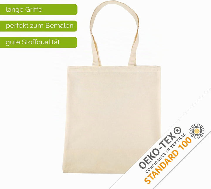 IDEA HOME Baumwolltasche 38x42cm- Jutebeutel Gross - Stoffbeutel Unbedruckt, Personalisierung Möglic