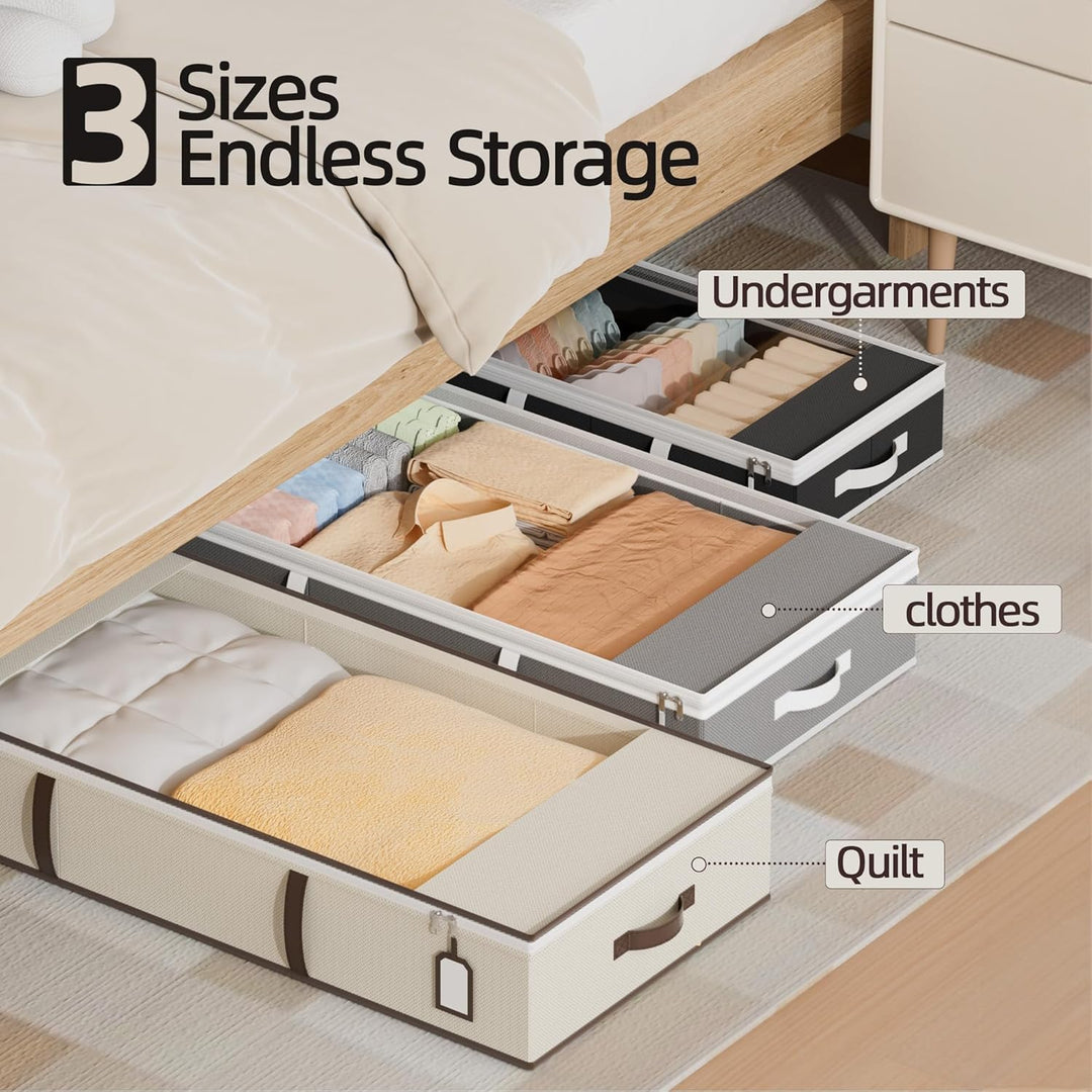 LAMU 2 Stück Unterbettkommode, Unterbett Aufbewahrungsboxen, 54L faltbare Unterbett Storage Taschen