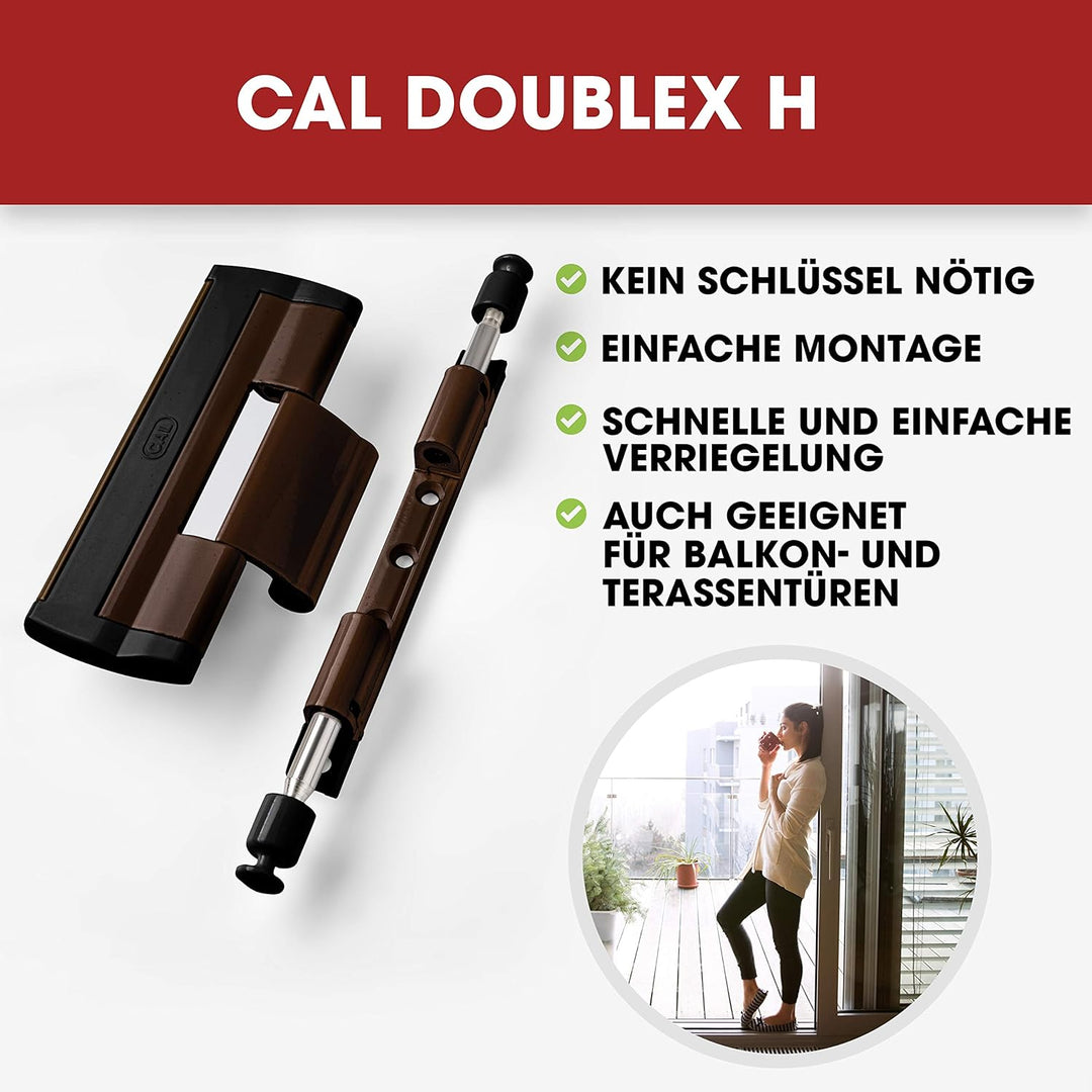 CAL Doublex H – Scharnierseitensicherung Fenstersicherung (braun) Bandsicherung Türsicherung Aushebe