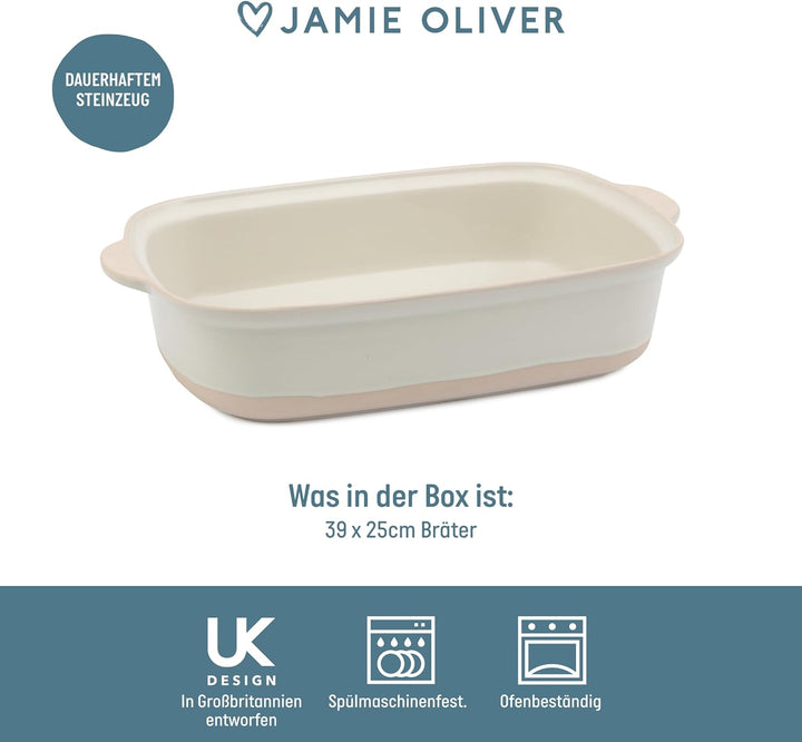 Jamie Oliver Big Love Epic Bräter, Ofenform mit Griffen, Steingut mit Glasur, spülmaschinen- und mik
