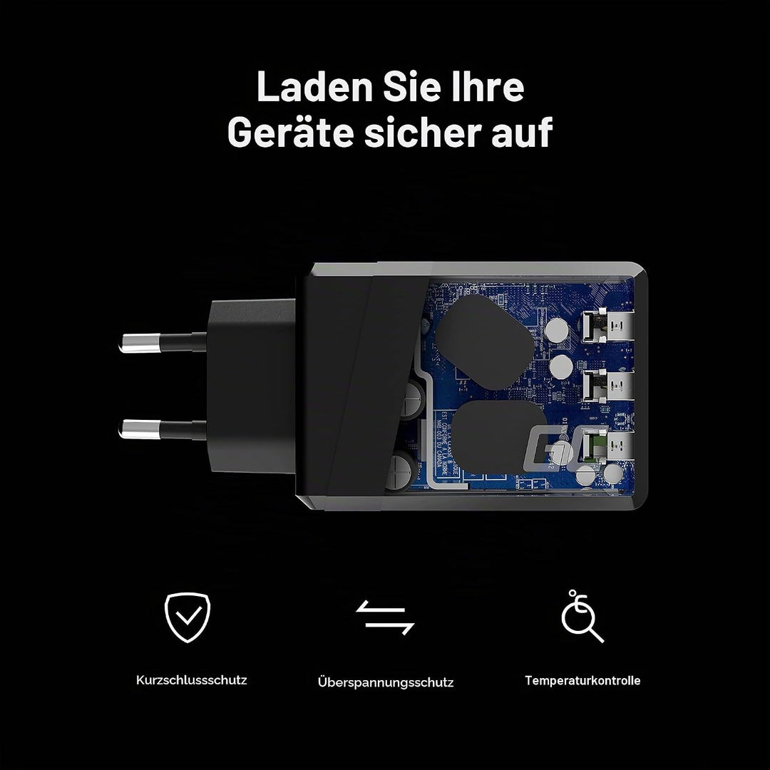USB-A Ladegerät 30W 3 Port USB Green Cell Power Adapter mit Quick Charge 3.0 Handy Schnellladegerät