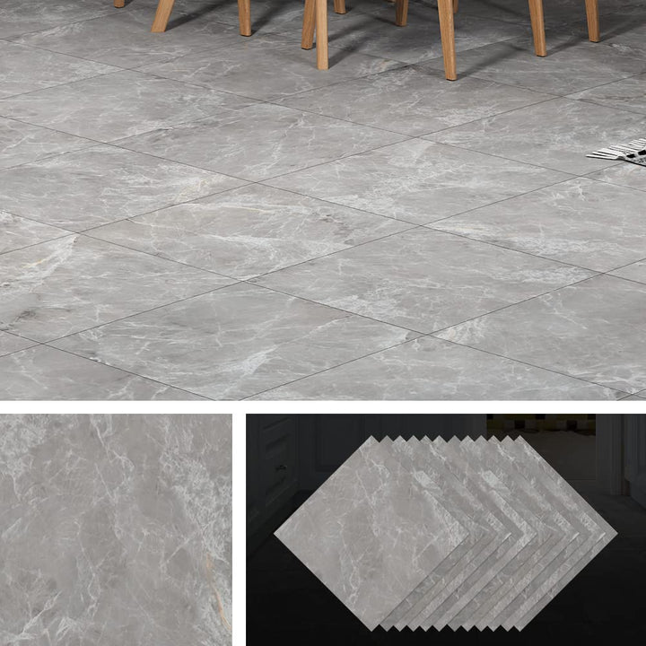 Livelynine 16 Fliesen PVC Bodenbelag Selbstklebend Betongrau 30CM X 30CM Fliese Vinylboden Selbstkle