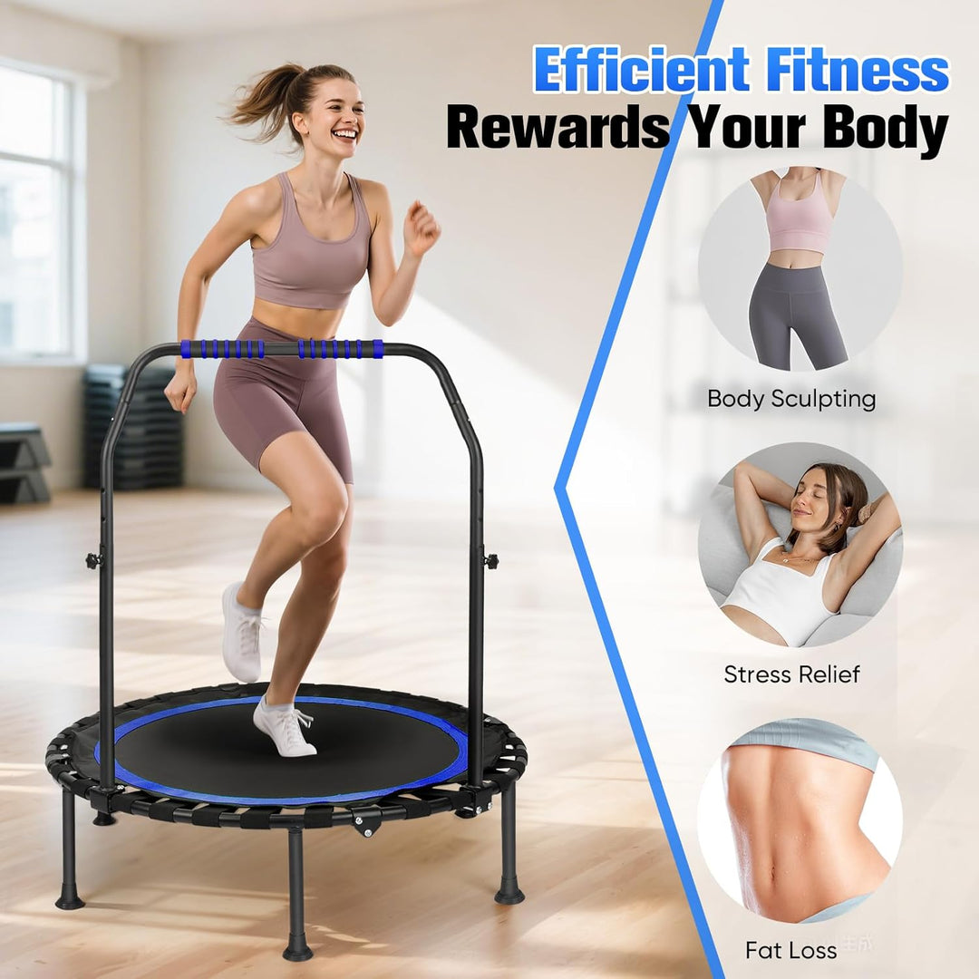 Fitness Indoor Trampolin klappbar ohne Installation | Ø101cm,Mini Trampoline | Tragfähigkeit 150 KG