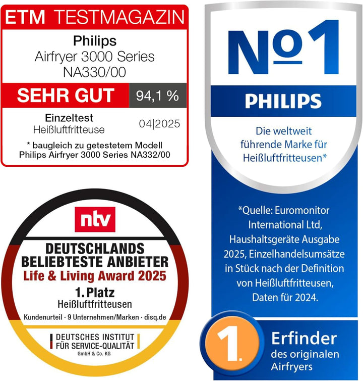 Philips Airfryer 3000 Series 6.2L, Sichtfenster, 16-in-1 Airfryer, RapidAir Plus Technologie, wenige