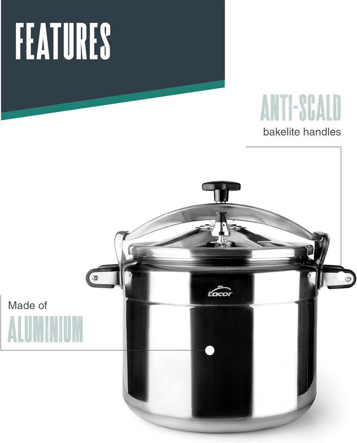 Lacor SCHNELLKOCHTOPF 4 L PRO-Classic, Aluminium, Grey, 46 x 34 x 35 cm