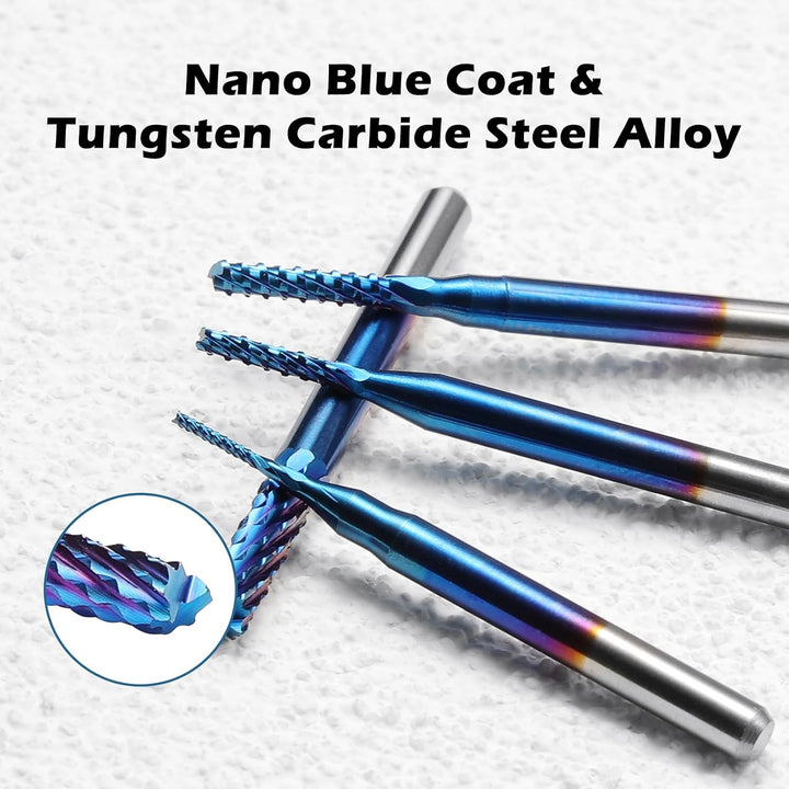SainSmart Genmitsu 10Pcs Nano Blue Coat Schaftfräser-Satz CNC Fräser für Holz PVC Aluminium, 0,8-3 m