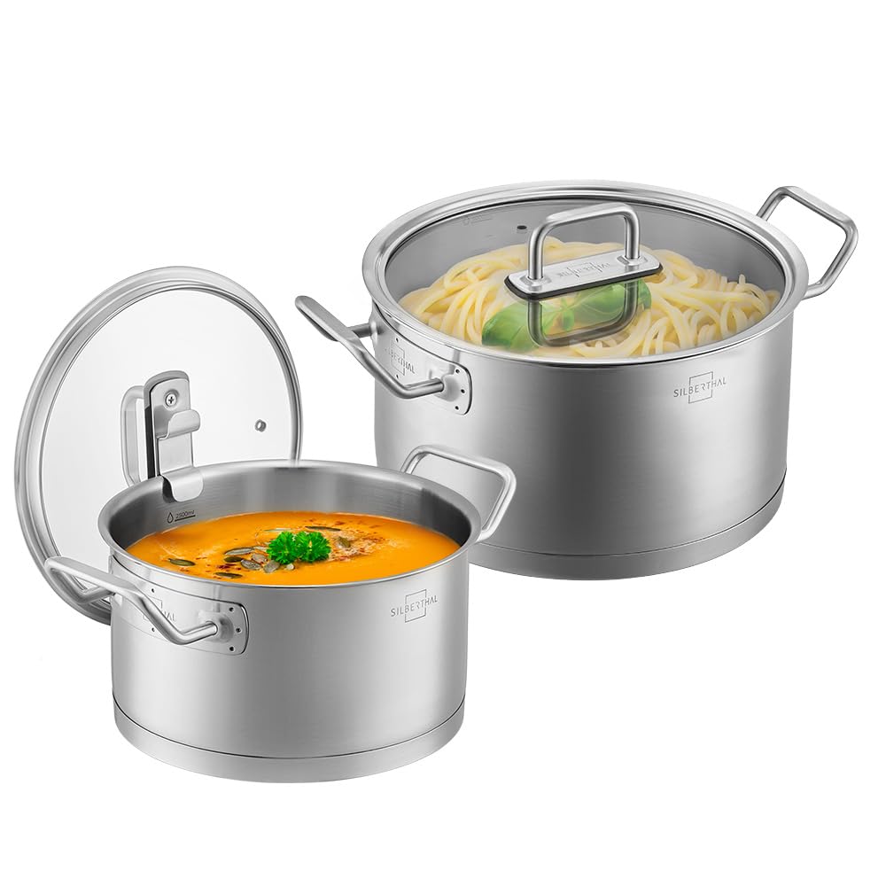 SILBERTHAL Edelstahl Topfset 2-teilig - Kochtopf 3,5l & 5L im Set für alle Herdarten inkl. Induktion