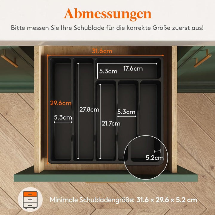 Lifewit Besteckkasten für Schubladen, Besteck Organizer Schublade Organizer Küche Kompakt Besteckein