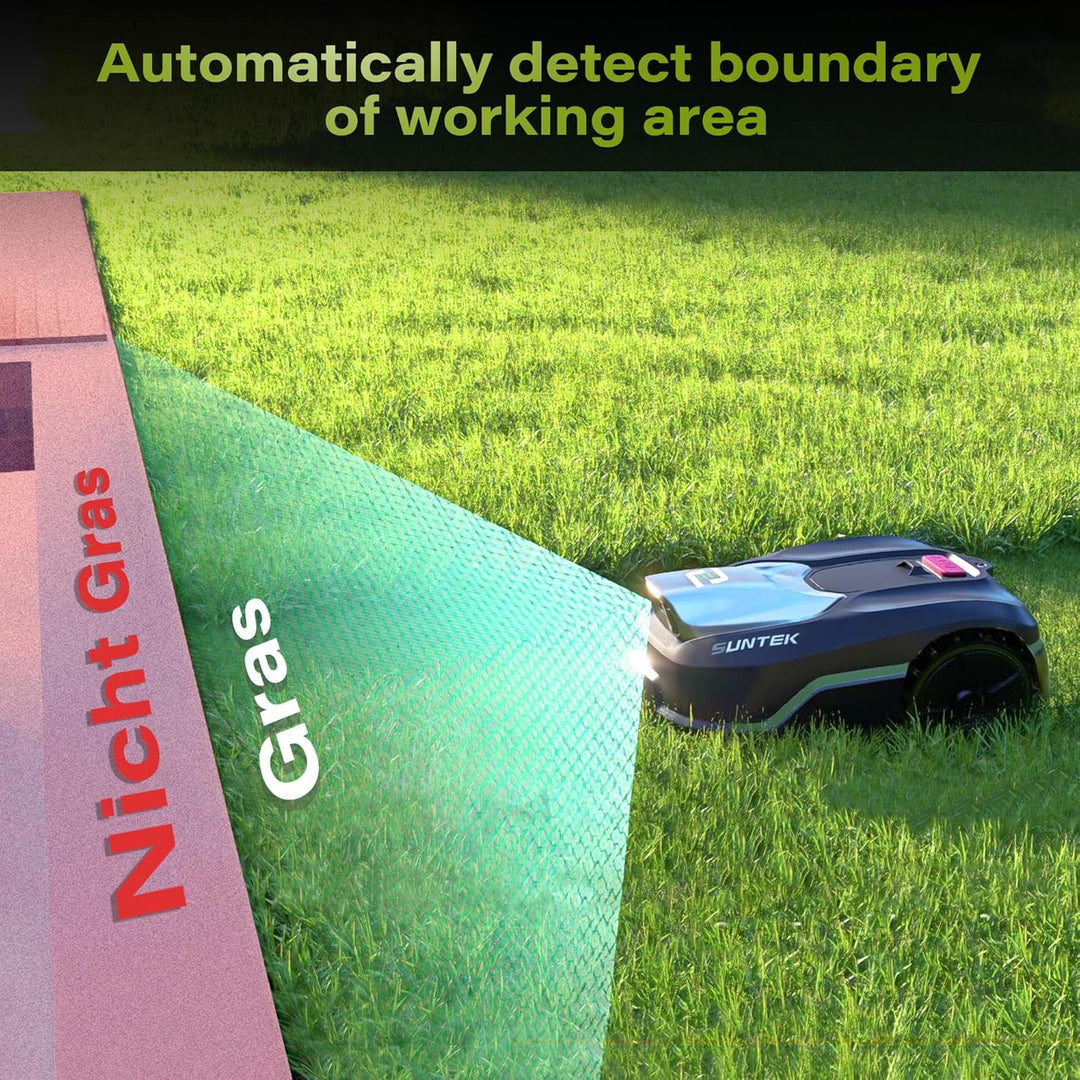 SUNTEK Mähroboter ohne begrenzungskabel AI Vision-Kamera, Rasenmäher Roboter, Max 600 m², Genaue Hin
