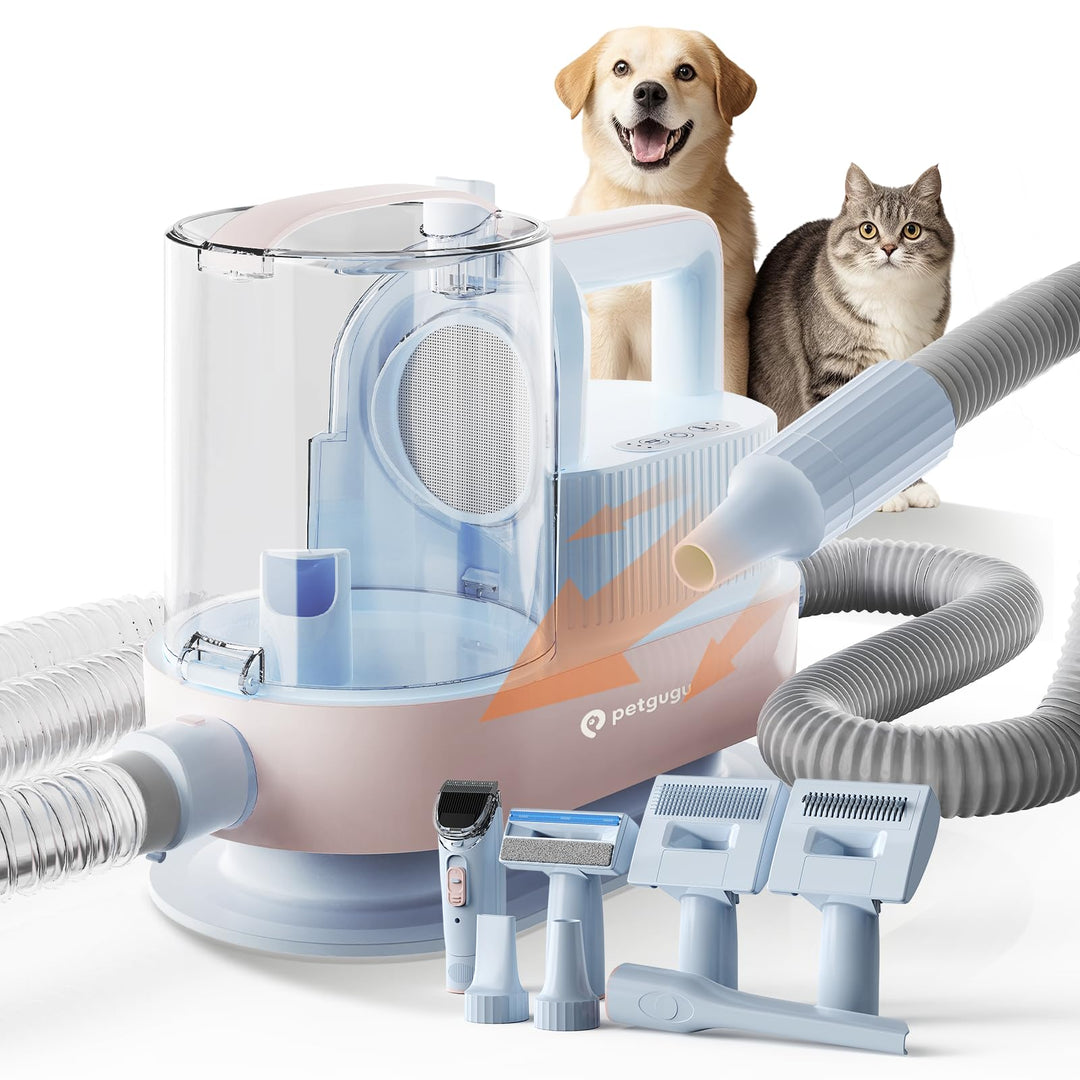 Hundeschermaschine mit Staubsauger, 7-in-1 Tierpflege Set mit 11000 Pa Saugkraft, Leise Fellpflegege