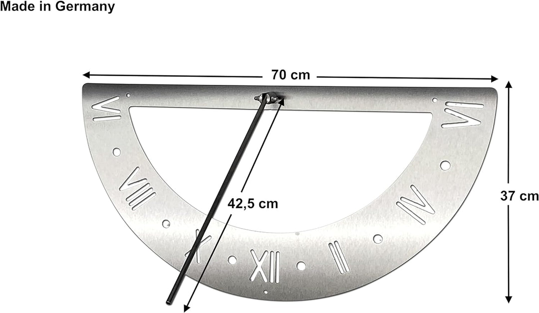 DanDiBo Sonnenuhr Edelstahl für die Wand 70 cm Rostfrei 96206 Ausrichtbar Wetterfest Gartenuhr Moder