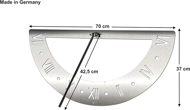 DanDiBo Sonnenuhr Edelstahl für die Wand 70 cm Rostfrei 96206 Ausrichtbar Wetterfest Gartenuhr Moder