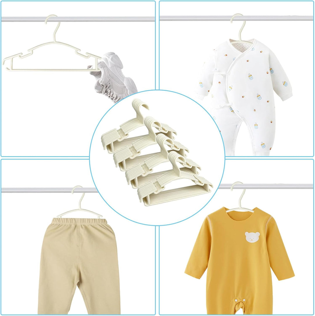 40 Stück Set Kleiderbügel Kinder Weiss, Kinderkleiderbügel aus Kunststoff rutschfest, Baby Kleiderbü