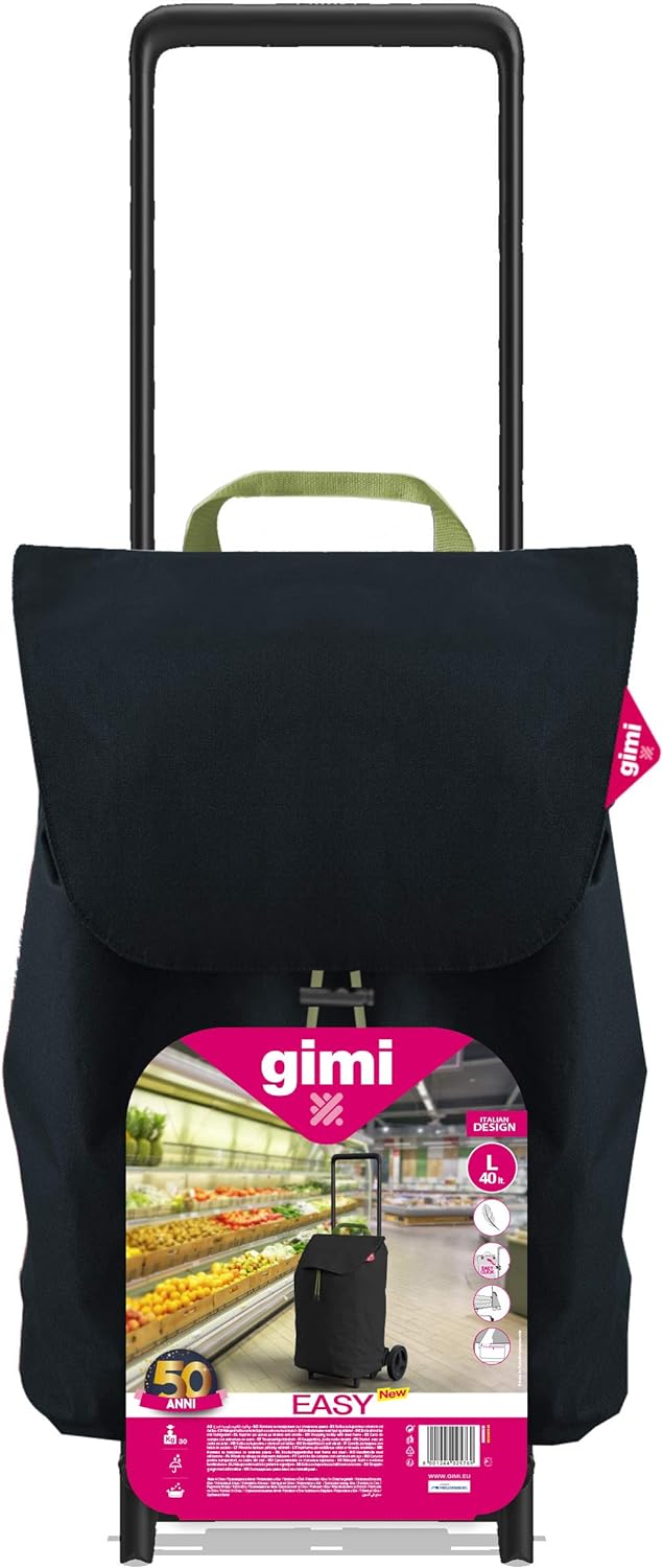 Gimi Easy Kompakter 40 l Fassungsvermögen, zusammenklappbarer Einkaufswagen mit Tragkraft bis zu 30
