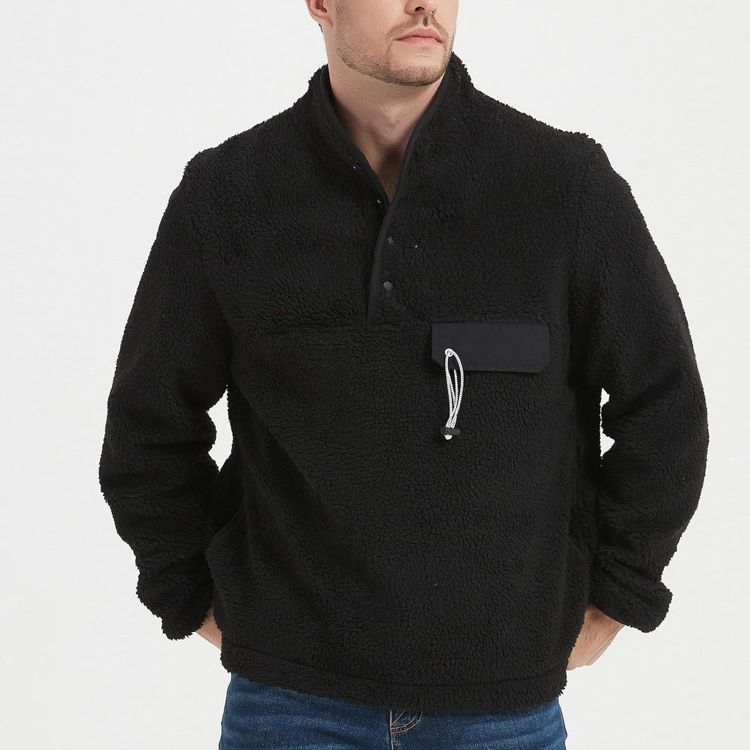 KuschelFleece Pullover für Herren Sweatshirt mit Teddyfell Kuschelpulli Flauschig Teddyfleece Kapuze