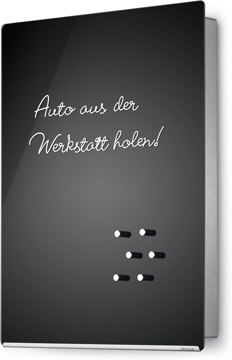 Blomus 65367 Schlüsselkasten/Glasmagnettafel Velio, schwarz Silber 5 x 30 x 40 cm, Silber 5 x 30 x 4