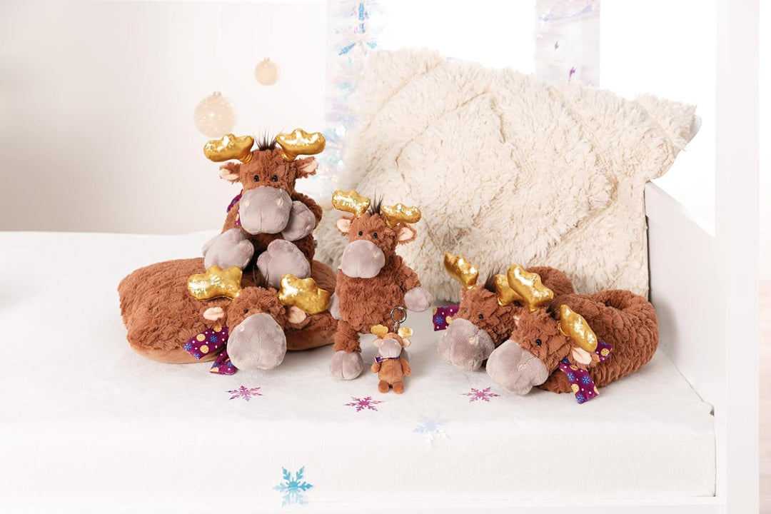 NICI 49336 Elch Thure Grösse 34-37 (M) braun-Nachhaltige warme Kuscheltier Hausschuhe für Jungen und