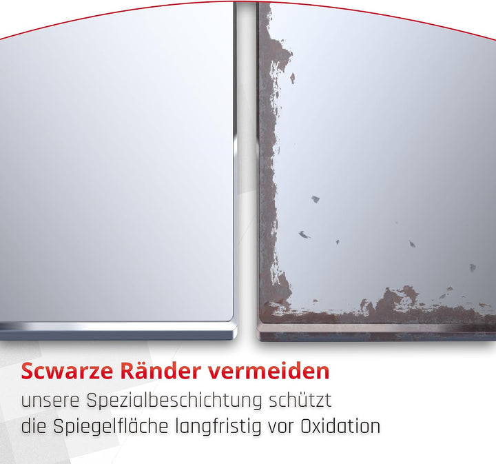 BIJON Badezimmer-Spiegel ohne Rahmen, Hochglanzpolierte Kanten, Bad-Spiegel mit Befestigungsset, 55x
