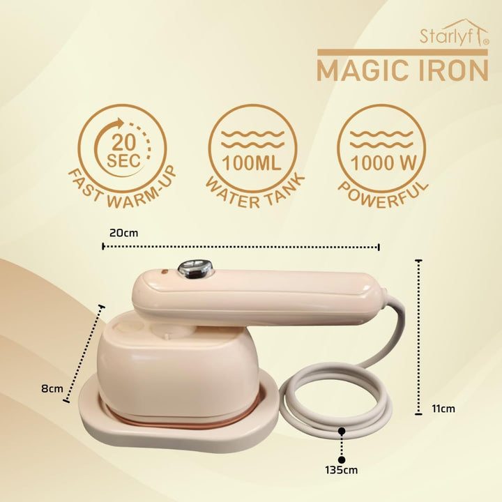 STARLYF Magic Iron Handwäsche-Dampfer, schnelles Aufheizen von 20s, Tank 100 ml, Doppelfunktion troc